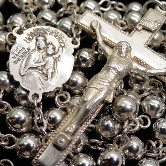Sterling Silver 26 Grams 19.5" Rosary - Picture 6 of 6